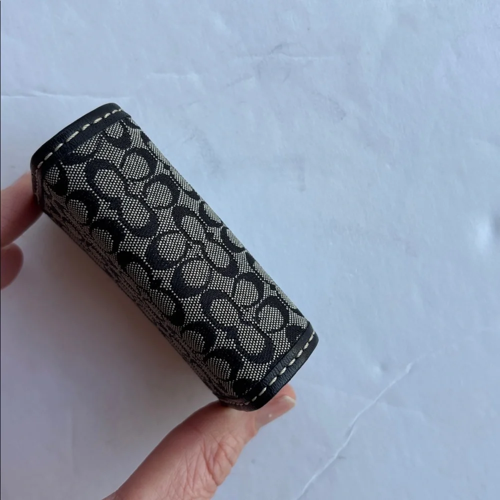 Vintage Coach Signature Black Gray Contact Case Y2K Mini Compact Makeup Stash - Picture 9 of 17